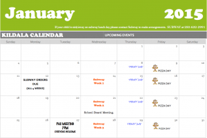 Jan 2015 calendar